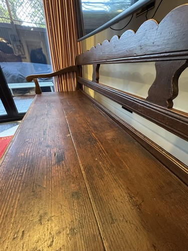 Antique oak settle bench - settle, with