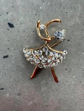 Gold tone crystal ballerina