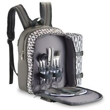 2 Person Picnic Backpack with Full Dining Set and Blanket