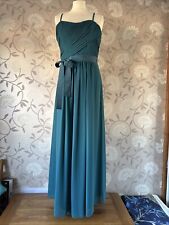 Marks & Spencer 14 Teal Green Ballgown Evening Bridesmaid Dress Long Chiffon VGC