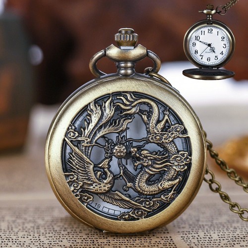 Vintage pocket watch dragon - watch,