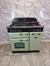 RANGEMASTER CLASSIC RANGE COOKER 90 CM DUAL FUEL IN MINERAL GREEN AND CHROME 
