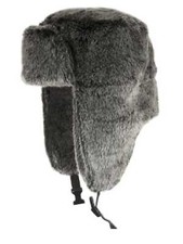 Mens Gray Black Faux Fur