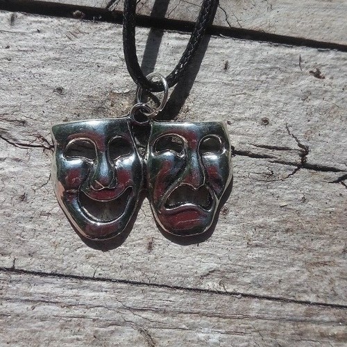Theatre mask pendant necklace