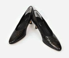 Ros Hommerson Mock Croc Leather Brown Kitten Heel Court Shoes Size 6 Narrow