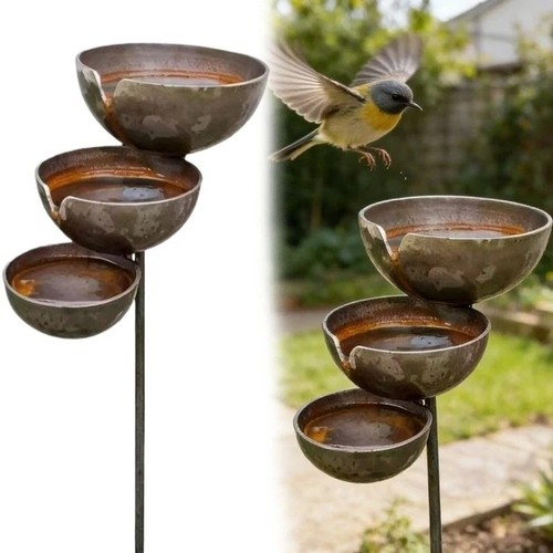Metal rain catcher stake bird - metal,
