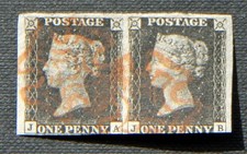 1840 penny black pair - qv,