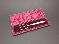 An Antique Silver Bread Fork In A Silk And Velvet Lined Case, Sheffield 1899.