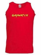 Gaywatch Red Mens Gay Vest Pride 2023 Outfit Mens Red Vest top. Funny LGBT Gym
