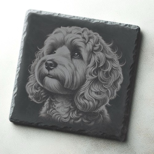 Cockapoo dog engraved - cockapoo, slate