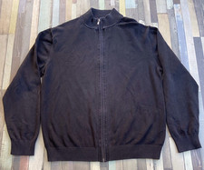 GANT Mens Full Zip Sweater Black Cardigan Size Large Logo Long Sleeve Jumper