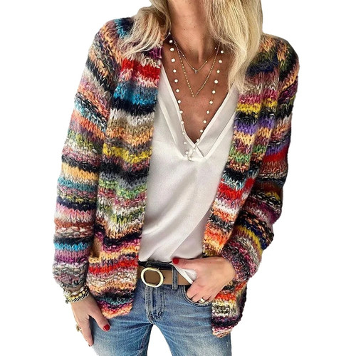 Womens striped knitted long - womens,