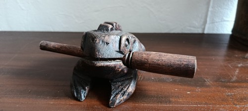 Hand carved wooden frog guiro - hand,