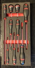 FACOM 9 PIECE SCREWDRIVER SET 7 FLAT 1 POZI IN FOAM MODULE FOR STORAGE MINT