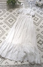 Pretty White Cotton Broderie Anglaise Embroidered Long Dress ? 8 10