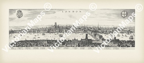 Antique map river thames - thames, old