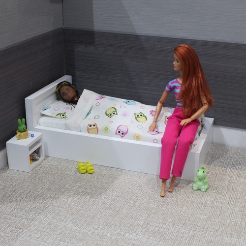 Barbie doll bed simple white - barbie,
