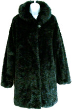 Dennis Basso   Faux Fur Coat with Faux Mink Collar- Black- Large-14
