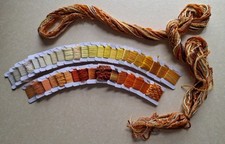 Embroidery Pack 60 Threads ORANGE/YELLOW: Cotton/Wool/Perle/Silk/Viscose Ribbon