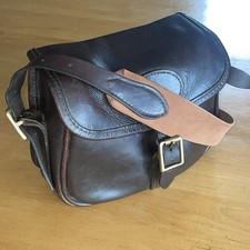 William Powell Shooting, Leather Cartridge Bag, Vintage,Dark Brown, England, 100