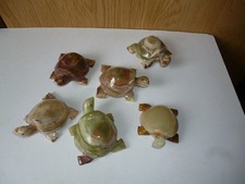 6 Beautiful hand carved & polished onyx tortoise/ turtle ornaments