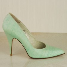 Ivory Bond Street Vintage 1980s Turquoise Stiletto High Heels Courts UK6 EU39