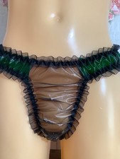 Pvc black and green glass thong knickers 26/45