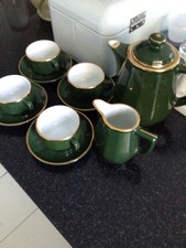 Rare Find APILCO Vintage Green & Gold Tea Cup & Saucer Set