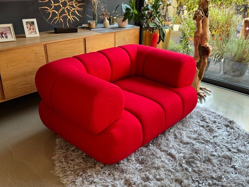 Small red loveseat sofa made - sofa,
