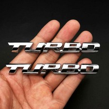 2x 3D Chrome Metal TURBO Logo