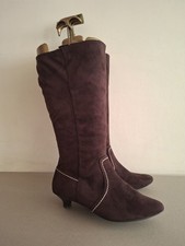 Evans Brown Suede Kitten Heel