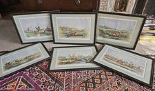 6 Antique Equestrian PROOF Hogarth Framed Hunting HK Browne  Fores's Series