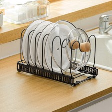 Pan Pot Lid Organiser Storage Rack Adjustable Kitchen Cupboard Saucepan Holder