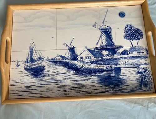 Delft blue hand painted tile - hand,