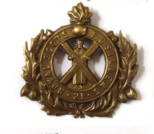 Original Victorian 21st Royal Scots Fusiliers Pipers Glengarry Cap Badge Brass