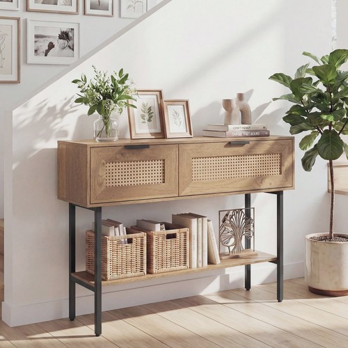 Rattan console table boho - rattan,
