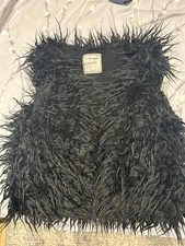 NEXT Girls Black Faux Fur Gilet Age 10