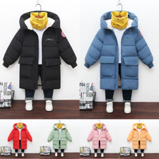 Kids Boys Girls Long Sleeve Hoodie Padded Coat Parka Winter Warm Jackets Outwear