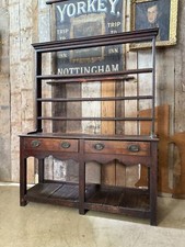 Antique Georgian Welsh Oak Dresser Plate Rack Housekeeper Console, c1760