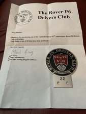 Limited Edition -  ROVER P6 DRIVERS CLUB CAR BAR ENAMEL BADGE~SC/TC/V8 2200/3500