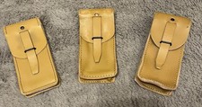 3x French Magazine Pouch Small Utility Leather Belt Pouch Good Condition  