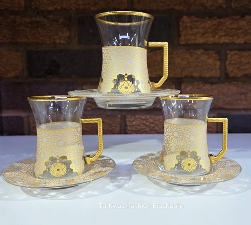 Turkish gold rim tea - gold, set