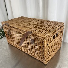 Wicker Basket Hamper Picnic Straps Camping Caravan Toy Shop Display 52x28x25cm