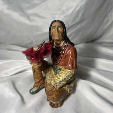 Native American Elder or Chief Resin Statue Sitting Figure 14cm
