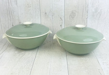 Poole pottery celadon green lidded tureen vegetable serving dishes  x 2
