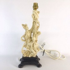 Vintage Italian A.Santini Carved Table Lamp Oriental Japanese Geisha EB07JH