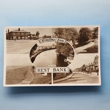 Hest Bank Postcard 1961 Real Photo Lancashire Marine Drive Shops Canal Views