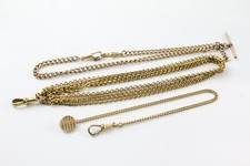 9ct Rolled Gold Antique Jewellery Watch Chain TBar Guard Chain x 2