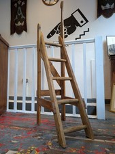 Early 20th Century Pitch Pine Library Steps/Ladder. Antique/Vintage/Kitchen