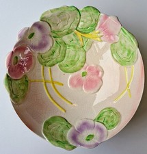 Avon Ware Vintage Footed Salad Serving Bowl Handpainted Pastel English 1940s